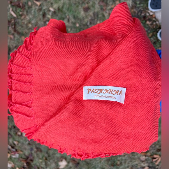 100% Pashmina Scarf Wrap Shawl — Coral — 28” x 72” - Picture 14 of 15